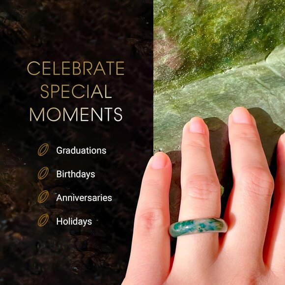 Elegant Moss Agate Stackable Ring for Men and Women - Eco-Friendly Gemstone - Picture 4 of 9